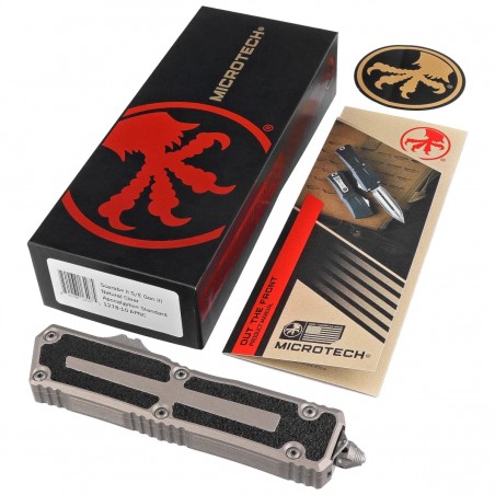 Nóż automatyczny OTF Microtech Scarab II S/E Gen III Natural Clear Aluminium/3M, Apocalyptic M390MK by Tony Marfione (1278-10APN Nóż automatyczny OTF Microtech Scarab II S/E Gen III Natural Clear Aluminium/3M, Apocalyptic M390MK by Tony Marfione (1278-10APN