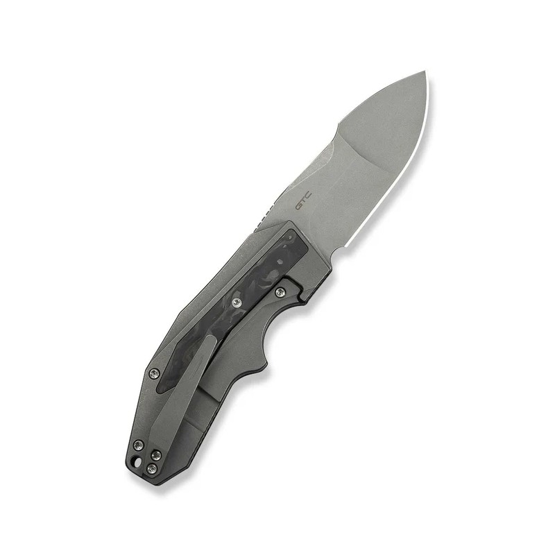 Nóż składany WeKnife Coral SLT Gray Titanium/Marble Carbon Fiber, Gray Stonewashed 20CV by Gustavo T. Cecchini (WE24044-2)
