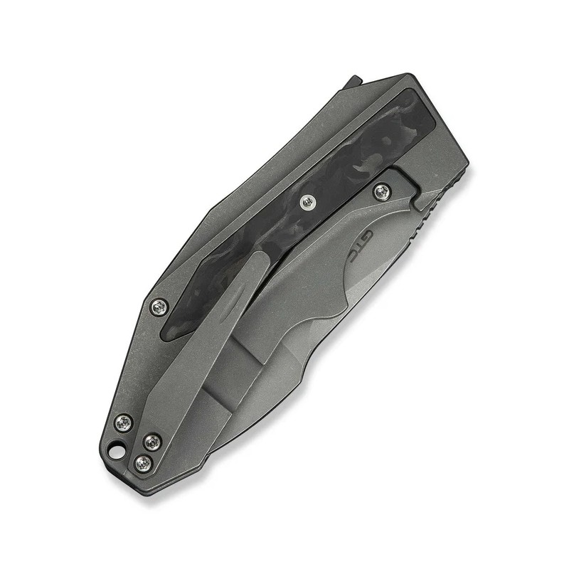 Nóż składany WeKnife Coral SLT Gray Titanium/Marble Carbon Fiber, Gray Stonewashed 20CV by Gustavo T. Cecchini (WE24044-2)