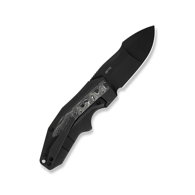 Nóż składany WeKnife Coral Black Titanium/Aluminium Foil Carbon Fiber, Black Stonewashed CPM 20CV by Gustavo T. Cecchini (WE2404