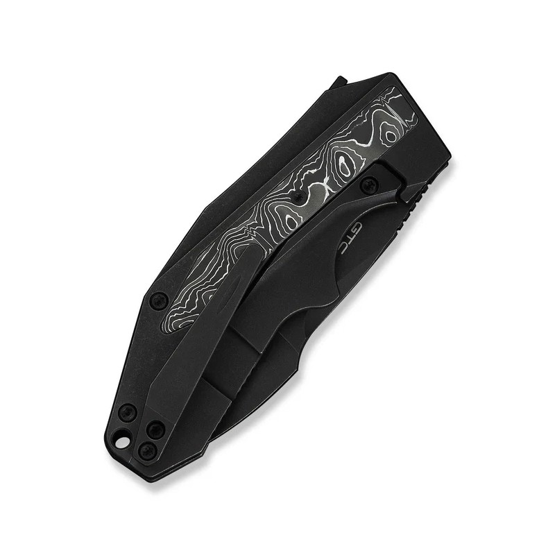 Nóż składany WeKnife Coral Black Titanium/Aluminium Foil Carbon Fiber, Black Stonewashed CPM 20CV by Gustavo T. Cecchini (WE2404