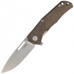 Nóż składany LionSteel Q4ttro Green Burlap Micarta/Titanium, Satin MagnaCut by Molletta (Q4 BGR)