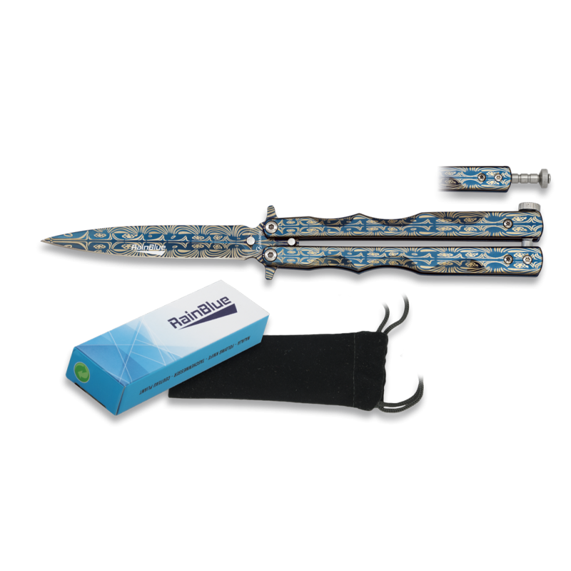 Nóż składany motylek Martinez Albainox Balisong RainBlue Steel, RainBlue 3Cr13Mov (02140)