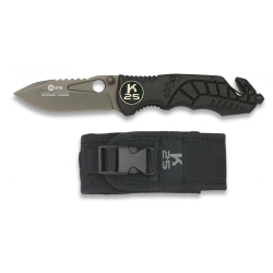 Nóż składany K25 Black Aluminum/Rubber, Titanium 7Cr17Mov (19625)