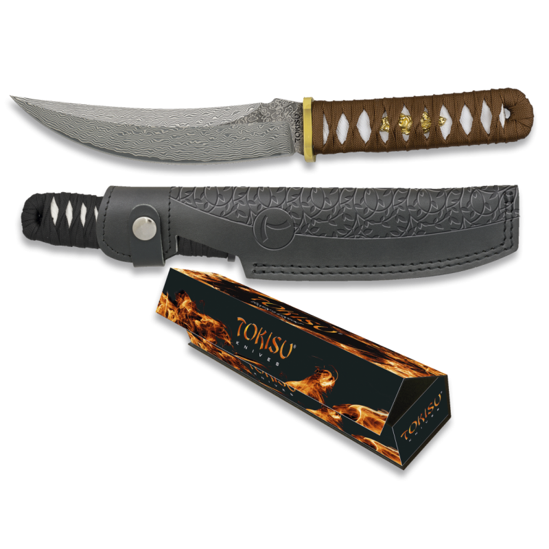 Sztylet japoński Tokisu Brown String, CNC Damascus (32624)