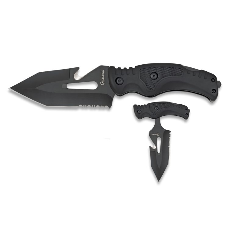 Nóż skladany Martinez Albainox 2-in-1 Tactical Black Rubberized Fiber, Black 3Cr13Mov  (32316)