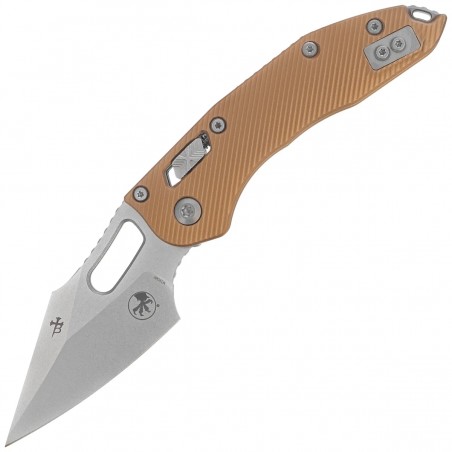 Nóż składany Microtech Stitch Ram-Lok S/E Fluted Tan Aluminium, Stonewashed M390MK by Borka Blades and Tony Marfione (169RL-10FL Nóż składany Microtech Stitch Ram-Lok S/E Fluted Tan Aluminium, Stonewashed M390MK by Borka Blades and Tony Marfione (169RL-10FL
