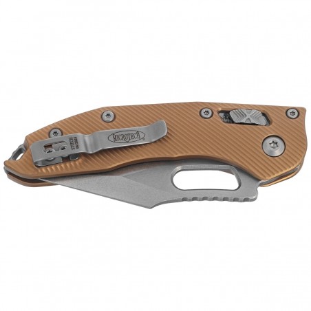 Nóż składany Microtech Stitch Ram-Lok S/E Fluted Tan Aluminium, Stonewashed M390MK by Borka Blades and Tony Marfione (169RL-10FL Nóż składany Microtech Stitch Ram-Lok S/E Fluted Tan Aluminium, Stonewashed M390MK by Borka Blades and Tony Marfione (169RL-10FL