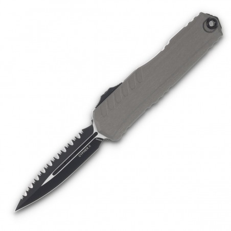 Nóż automatyczny OTF Microtech Cypher II D/E Natural Clear Aluminium, Black M390MK F/S by Deryk Munroe and Tony Marfione (1242-3 Nóż automatyczny OTF Microtech Cypher II D/E Natural Clear Aluminium, Black M390MK F/S by Deryk Munroe and Tony Marfione (1242-3