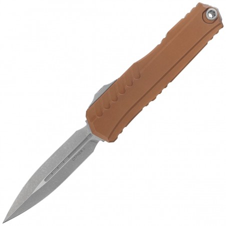 Nóż automatyczny OTF Microtech Cypher II D/E Tan Aluminium, Apocalyptic M390MK by Deryk Munroe and Tony Marfione (1242-10APTA)
