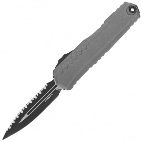 Nóż automatyczny OTF Microtech Cypher II D/E Natural Clear Aluminium, Black M390MK F/S by Deryk Munroe and Tony Marfione (1242-3 Nóż automatyczny OTF Microtech Cypher II D/E Natural Clear Aluminium, Black M390MK F/S by Deryk Munroe and Tony Marfione (1242-3