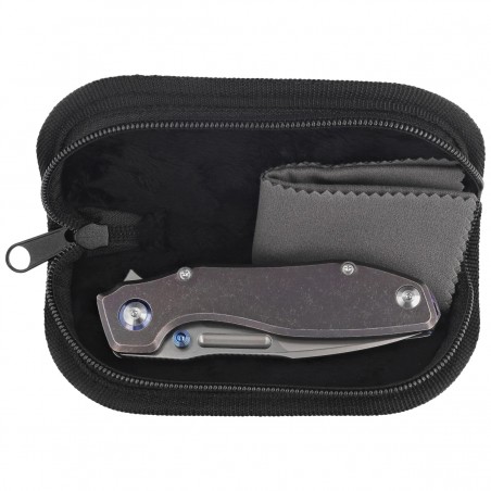 Nóż składany Remette RT-TwoFace Grilled Blue Stonewashed Titanium, Fine Grinding Pearlescent M390 (DSTF-B)