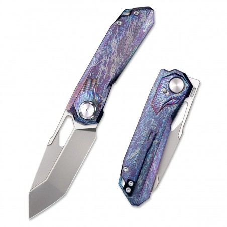 Nóż składany Remette RT-Peregrine Falcon Gray/Thunder Lightn Textures Titanium, Hand Fine Grinding Pearlescent M390 (RTT1-TX)