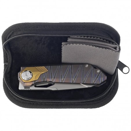 Nóż składany Remette RT-Peregrine Falcon Gray/Brown/Thunder Lightn Textures Titanium, Hand Fine Grinding Pearlescent M390 (RTT1-