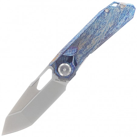 Nóż składany Remette RT-Peregrine Falcon Gray/Thunder Lightn Textures Titanium, Hand Fine Grinding Pearlescent M390 (RTT1-TX)