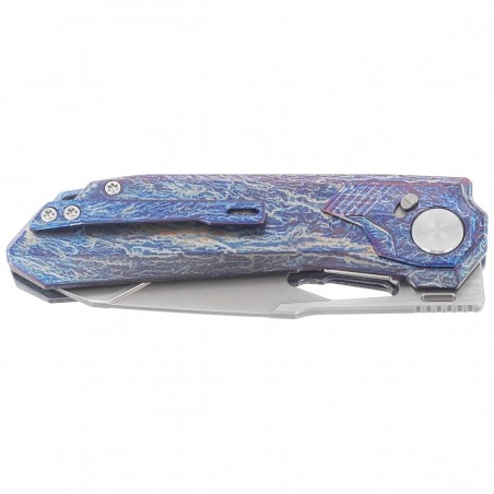 Nóż składany Remette RT-Peregrine Falcon Gray/Thunder Lightn Textures Titanium, Hand Fine Grinding Pearlescent M390 (RTT1-TX)