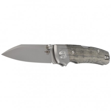 Nóż składany Bestech Tonic Grey Titanium/Black Canvas Micarta, Bead Blast Stonewashed M390 by Colin Maisonpierre (BT2204A)