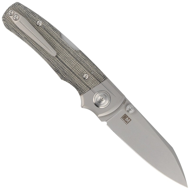 Nóż składany Bestech Tonic Grey Titanium/Black Canvas Micarta, Bead Blast Stonewashed M390 by Colin Maisonpierre (BT2204A)