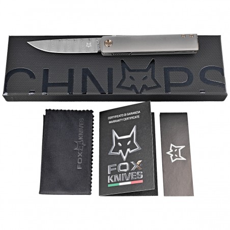 Nóż składany FOX Chnops Sandblasted Titanium, Damasteel DS93X Gysinge by Riccardo Gobbato (FX-543 DBB) Nóż składany FOX Chnops Sandblasted Titanium, Damasteel DS93X Gysinge by Riccardo Gobbato (FX-543 DBB)