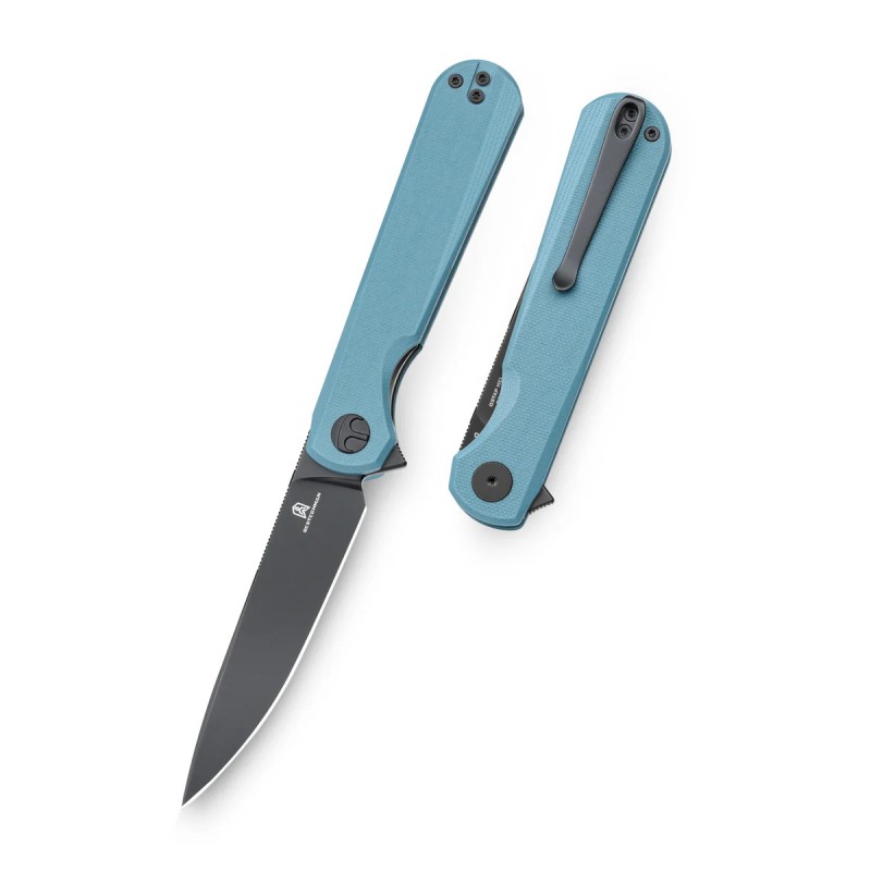 Nóż składany Bestechman Flick Grey G10, Black PVD D2 by Ostap Hel (BMK13F)