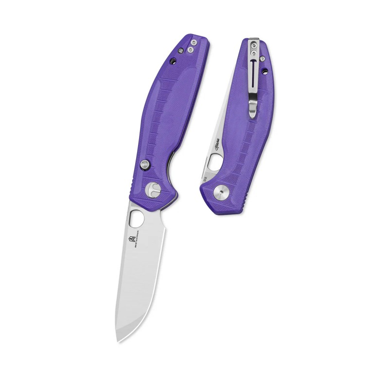 Nóż składany Bestechman Angry Owl Purple G10, Stonewashed/Satin D2 by Keanu Alfaro (BMK12E-1)