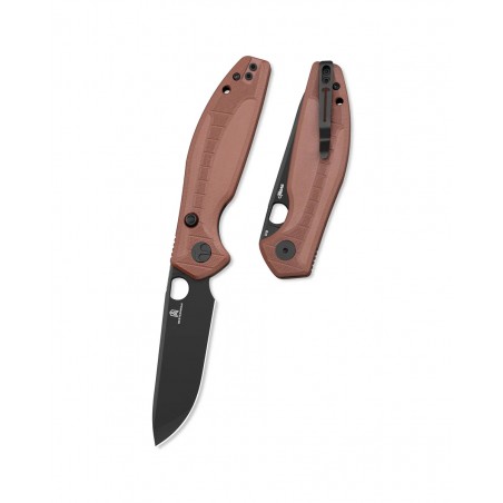 Nóż składany Bestechman Angry Owl Brown G10, Black PVD D2 by Keanu Alfaro (BMK12D-2)