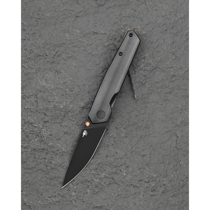 Nóż składany Bestech VK-Kuze Black Stonewashed Titanium, Black Stonewashed MagnaCut by Vulpex Knives (BT2504C)