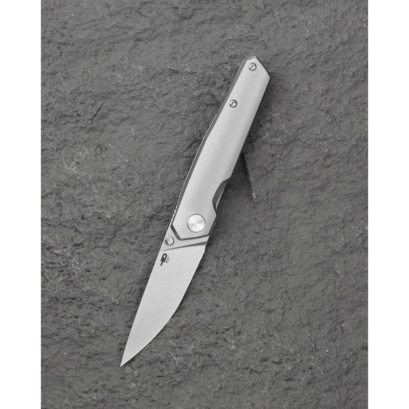 Nóż składany Bestech VK-Kuze Bead Blast Titanium, Satin MagnaCut by Vulpex Knives (BT2504A)