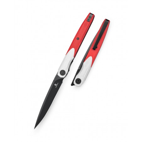 Nóż składany Bestechman Lanza White/Red G10, Black Stonewashed 14C28N by Grzegorz Grabarski (BMK14G)