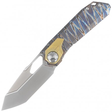 Nóż składany Remette Peregrine Falcon Tiger Stripe/Gold Titanium, Hand Grinding Pearlescent M390 (RTT1-C)