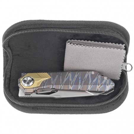 Nóż składany Remette Peregrine Falcon Tiger Stripe/Gold Titanium, Hand Grinding Pearlescent M390 (RTT1-C)