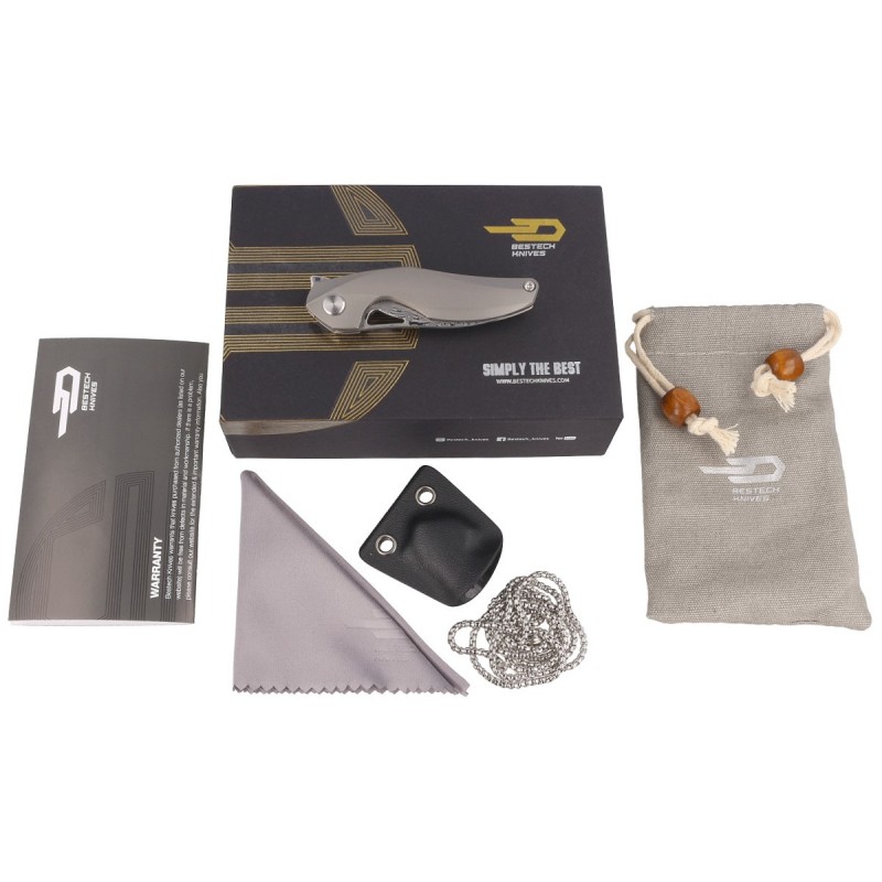 Nóż na szyję Bestech The Reticulan Green Titanium, Stonewashed / Satin CPM S35VN by Elijah Isham (BT1810C)