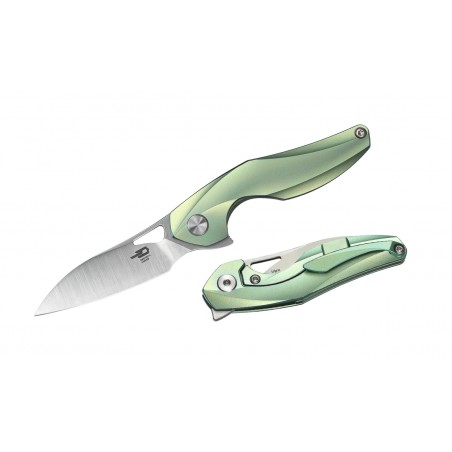 Nóż na szyję Bestech The Reticulan Green Titanium, Stonewashed / Satin CPM S35VN by Elijah Isham (BT1810C)