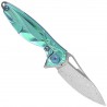 Nóż składany RikeKnife Mini Hummingbird Green Titanium, Rose Damascus by Richard Wu (RK-MINI-G)