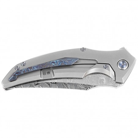 Nóż składany RikeKnife S05 Grey Titanium, Mosaic Damascus (RK-S05)