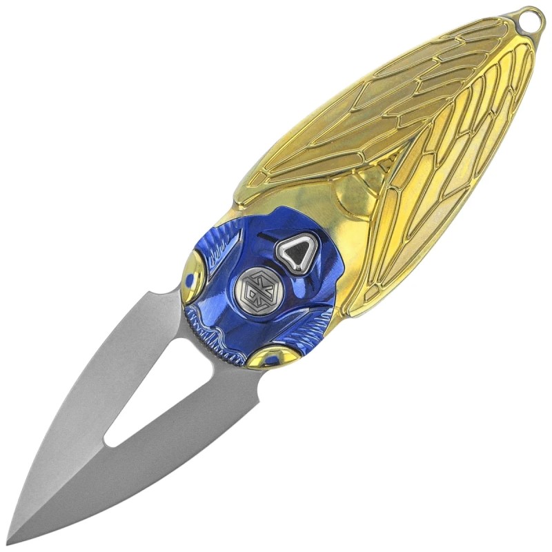 Nóż składany Rike Knife RK Cicada-G Gold Titanium, Bead Blasted M390