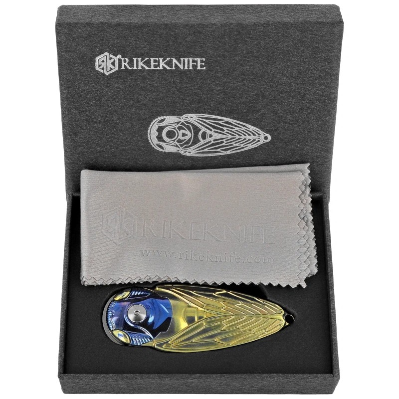 Nóż składany Rike Knife RK Cicada-G Gold Titanium, Bead Blasted M390