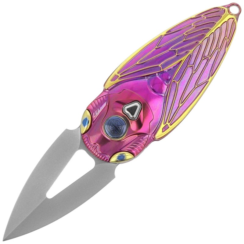 Nóż składany Rike Knife RK Cicada-PG Purple / Gold Titanium, Bead Blasted M390