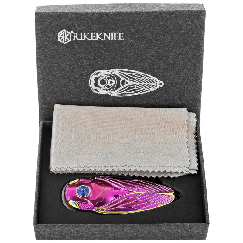 Nóż składany Rike Knife RK Cicada-PG Purple / Gold Titanium, Bead Blasted M390