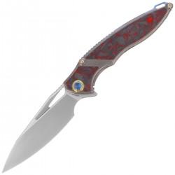 Nóż składany Rike Knife RK 1902 R/CF Grey Titan/Red Carbon Fiber, Bead Blasted M390