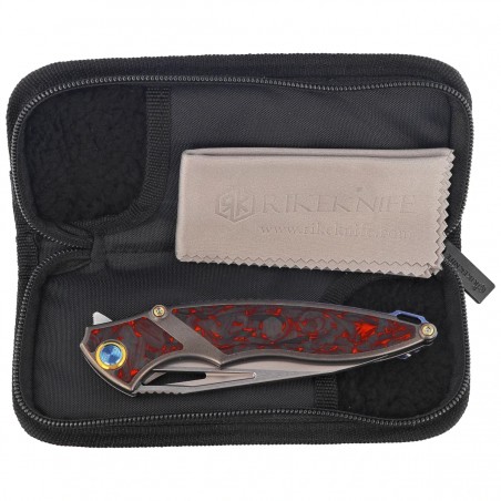 Nóż składany Rike Knife RK 1902 R/CF Grey Titan/Red Carbon Fiber, Bead Blasted M390