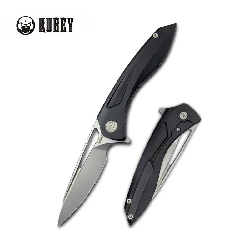 Nóż składany Kubey Velocé Black Titanium, Sandblasted CPM S90V by Sherif Manganas (KB171G)
