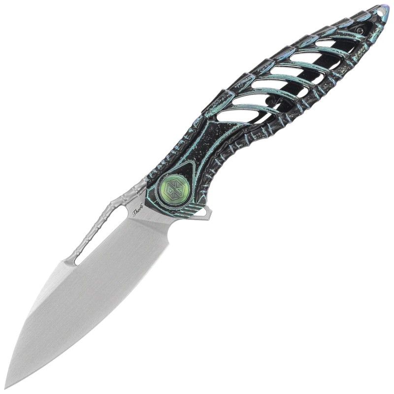 Nóż składany Rike Knife RK Thor 6-M-BG 6 Black / Green Titanium, Bead Blasted M390
