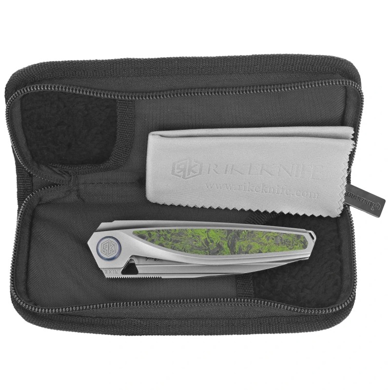 Nóż składany Rike Knife Baidi Green Carbon Fiber, Satin M390 (RK-Baidi-S-P/GCF)