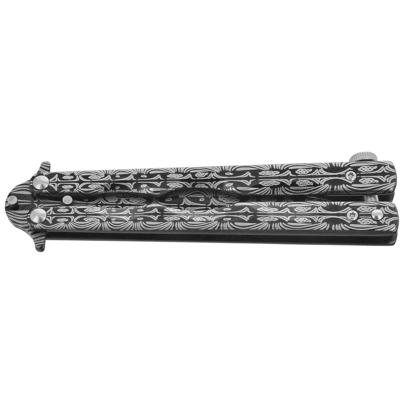 Nóż składany motylek Martinez Albainox Rainblack Balisong Printed Steel, Printed 3Cr13Mov (02281)