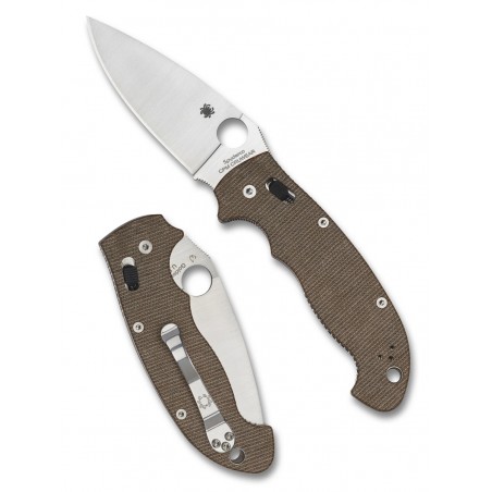 Nóż składany Spyderco Manix 2 XL Brown Canvas Micarta, Satin CPM Cru-Wear by Eric Glesser (C95MPCW2)