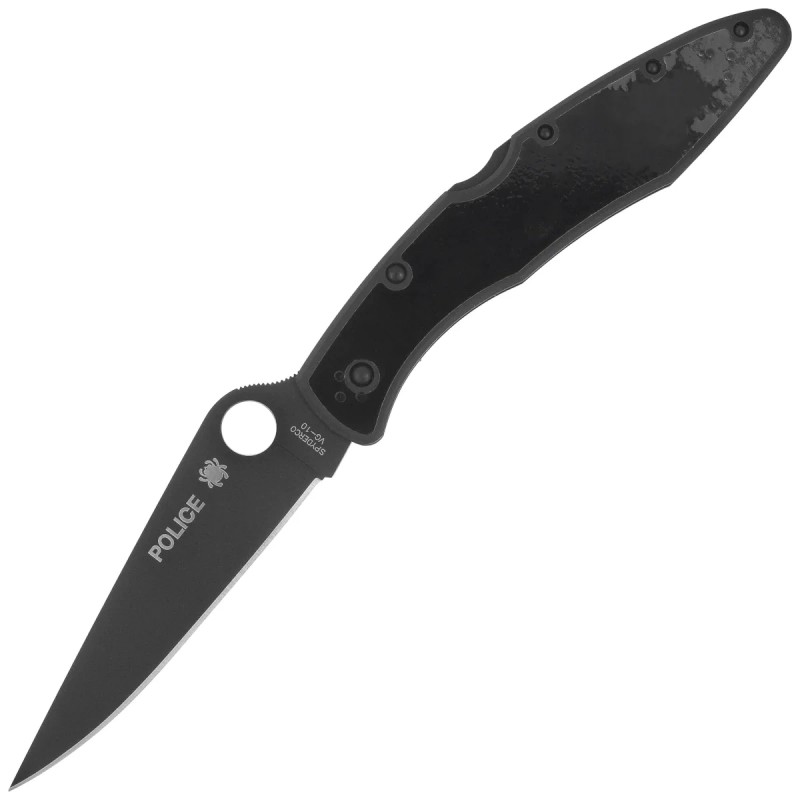 Nóż składany Spyderco Police Black TiCN Stainless Steel, Black TiCN VG-10 by Sal Glesser (C07BKP)