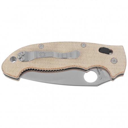Nóż składany Spyderco Manix 2 XL Brown Canvas Micarta, Satin CPM Cru-Wear by Eric Glesser (C95MPCW2)