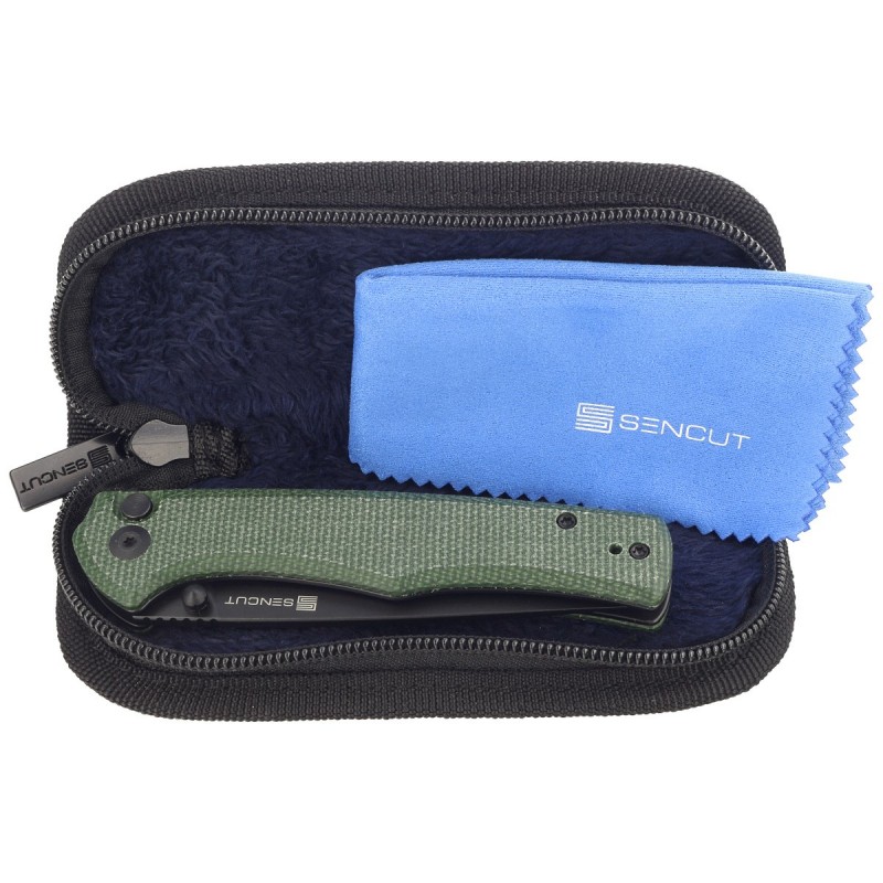 Nóż składany Sencut Crowley Green Micarta, Black Stonewashed D2 (S21012-3)