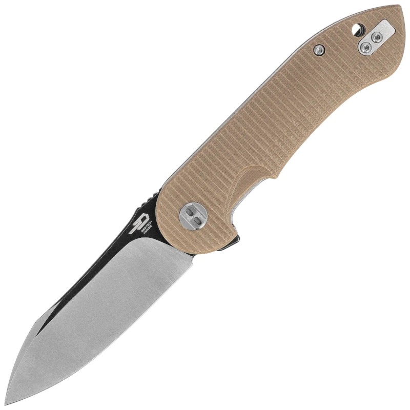 Nóż składany Bestech Torpedo Beige G10, Black Stonewashed / Satin D2 (BG17B-2)